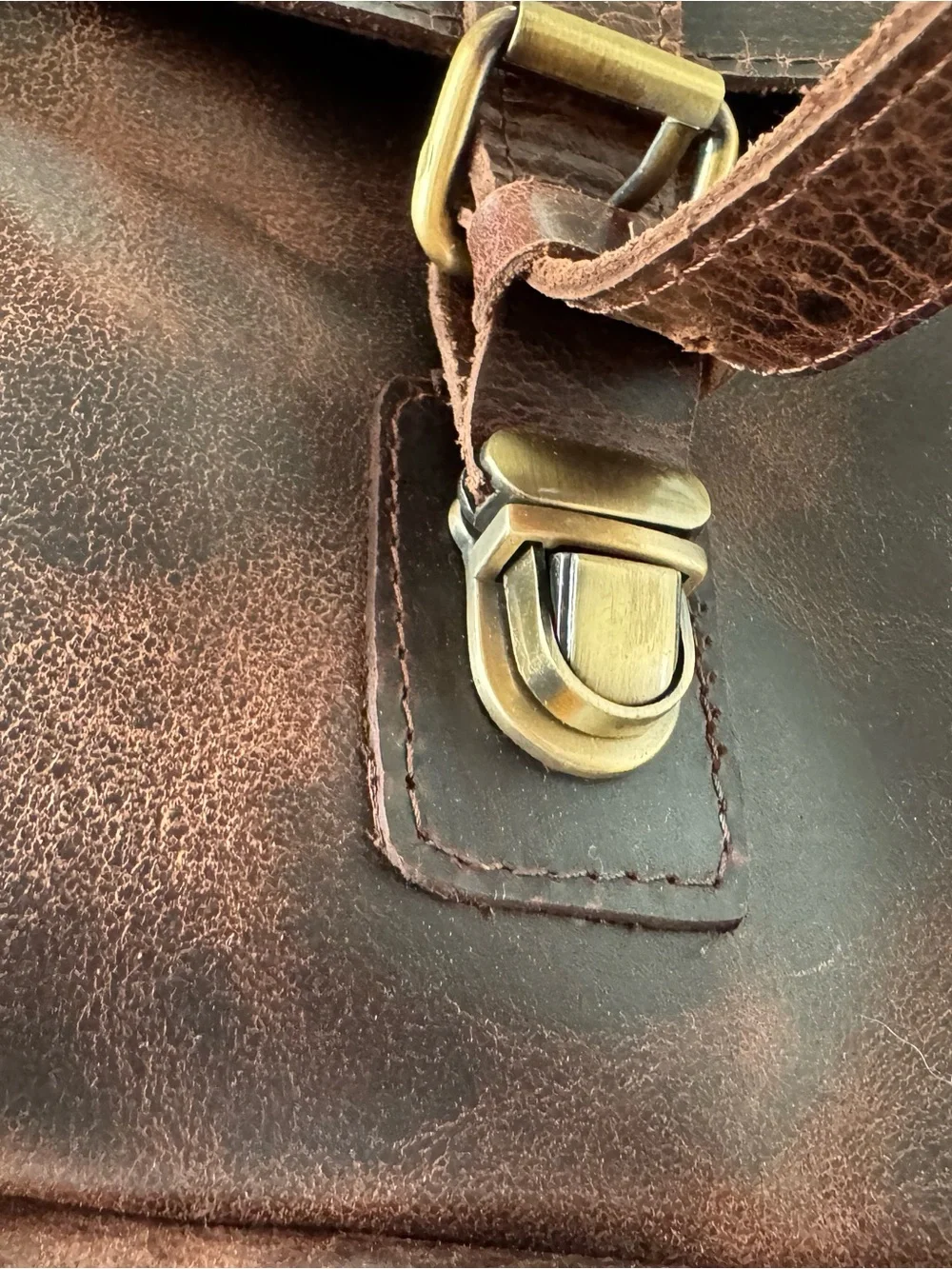 Leather Messenger Bag - Brown